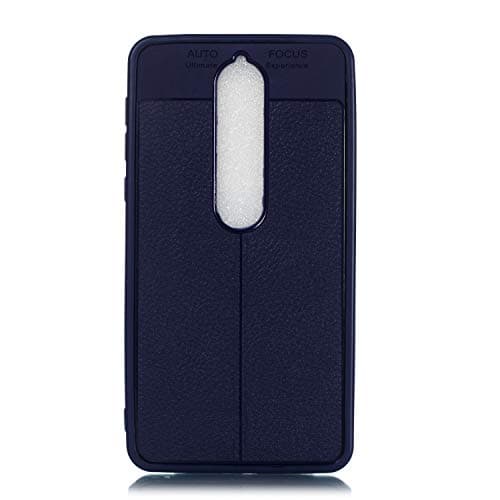 Mioc Nokia 6.1 2018 Case, 360° All Inclusive Shockproof Soft TPU Silicone Protective Slim Flexible Case with Litchi Pattern Case Cover for Nokia 6.1 2018 [Blue]