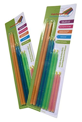 Magic Plastic Bag Sealer Clips Sticks – 2 Packs (Total 16pcs.) – Keep Your Food Fresh With Air &amp; Water-Tight Bag Seal. Prevent Stale Food &amp; Freezer-Burn / Reusable / Great For Food Storage/ Save Space