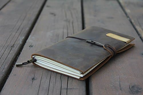 LEATHER JOURNAL Lined paper Writing Notebook, Travel Diary &amp; Notebooks Genuine brown leather + Stylish Metal Pen