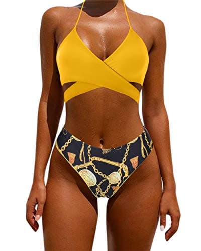 MOOSKINI Womens Padded Push-up Bikini Set Bathing Suits Two Pieces Swimsuit Black