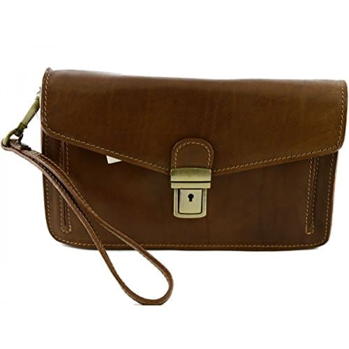 Genuine Leather Man Clutch Color Cognac