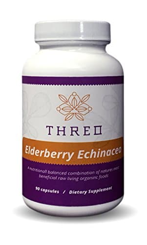 Threo Elderberry Echinacea Cold &amp; Flu Immune Support Vitamin C - 90 Capsules