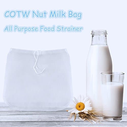 COTW All Purpose Nut Milk Bag 12”×12” Double Nylon 200 Microns Reusable Food Strainer - Almond Milk, Juice Tea Maker & Cold Brew Coffee Filter