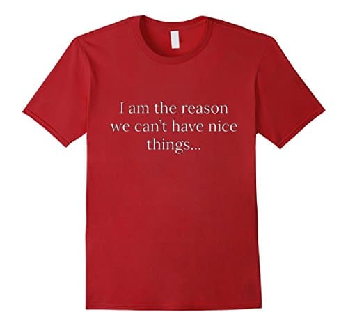 Mens 'I am the reason we can't have nice things' by Untold Goods Medium Cranberry