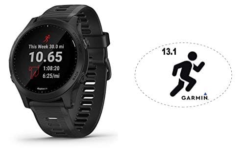 HRM Garmin Forerunner 945 GPS Running Watch Black Bundle with 6x4 Oval Car Magnet