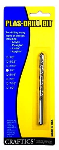 1/4" Drill Bit for Plastic (Acrylics, Plexiglas, Lexan, ABS, PVC, and more) Works with Hand Drill by Craftics