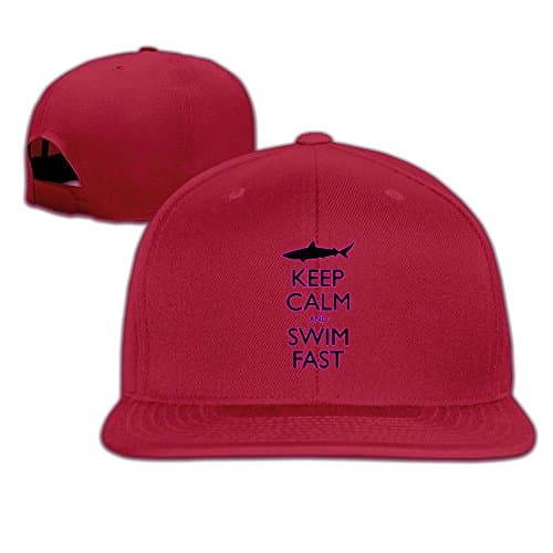 Keep Calm And Swim Fast Funny Shark Flat Bill Snapback Hats Baseball Caps For Men Women