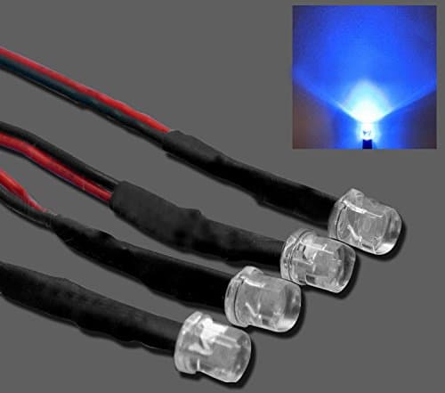 50pcs 5mm blue flat top pre-wired led flat top blue pre-wired led 20cm 12V