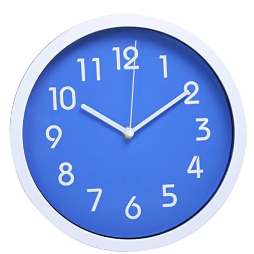 Silent Quartz Decorative Wall Clock with Large Digital Display (Blue)