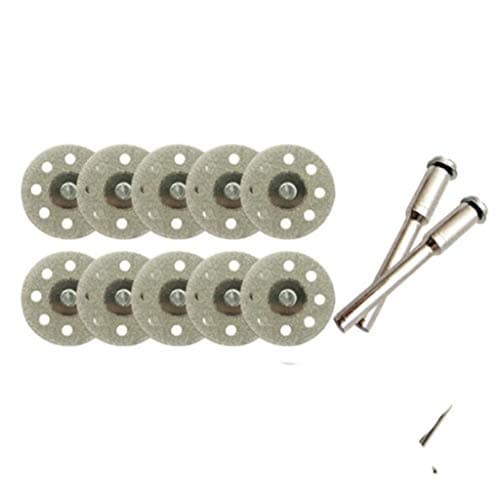 SuperUS 10 pcs Diamond Cutting Wheel Cut Off Discs Set Tool Replacement Coated Rotary Tools W/Mandrel 22mm/20/25/30mm for Dremel