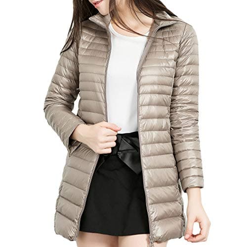 JMETRIE ❄ Women's Light Weight Packable Down Coat Stand Collar Long Down Jacket