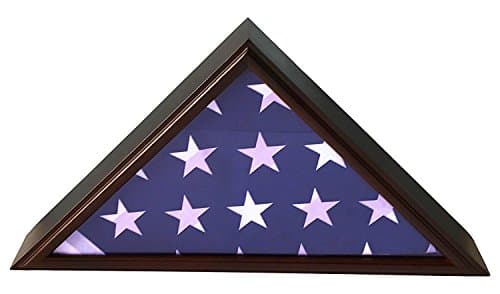 5x9 Burial/Funeral/Veteran Flag Elegant Display Case, Solid Wood, Cherry Finish, Flat Base