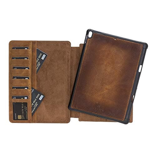 Venito Parma Magic Tablet Wallet Compatible with iPad Air (10.5inch), (3rd Generation, 2019), iPad Pro (10.5 inch) (2nd Generation, 2017)- Handmade Leather Folio Stand Case - Antique Brown
