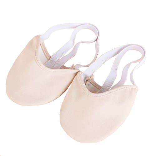 Half Toe Dance Shoe Sole Sock Flat Slipper for Pirouette Ballet Dancers Daily Class Practice and Rhythmic Gymnastic 2 Colors (Beige, L)