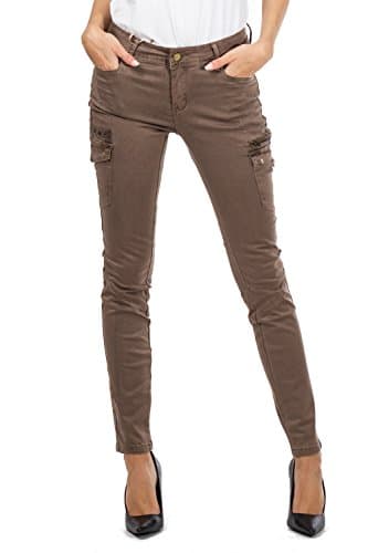 Slim Skinny Stretch Combat Cargo Pants - Brown (10)