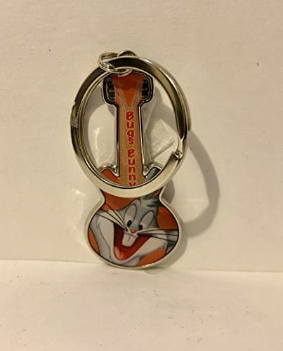 Six Flags Magic Mountain Looney Tunes Bugs Bunny Guitar Shape Metal Keychain