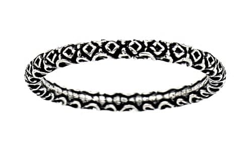 Antique Look Decorated Swirl Pattern Sterling Silver Stackable Band Ring