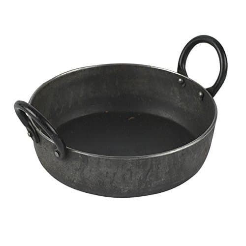 Round Black Iron Karahi with Flat Bottom 1.75inch high