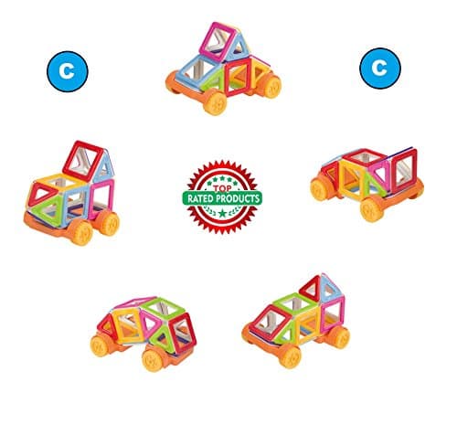 Magnetic Blocks, 3D Construction Building Blocks, Magical Magnet Tiles, Educational Toys for Kids Creativity Thinking beyond Imagination, Logical, Inspirational, Pretend Play Stack Toys Set (Set C)