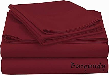 Silky Soft Egyptian Cotton 3-PC FITTED SHEET ( 1 Fitted Sheet & 2 Pillow Cases ) 400 Thread Count Solid Pattern, 20" Inch Pocket Depth ( King Size, Burgundy )