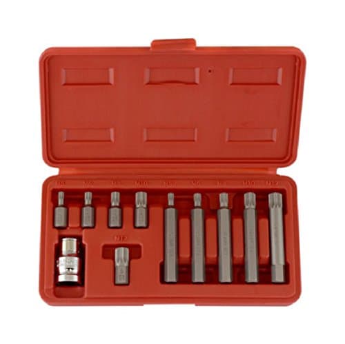 New 11 Pieces XZN Spline Socket Bit Set 12pt CrV 1/2" x 10mm Hex Shank M5 M6 M8 M10 M12 With Storage Case