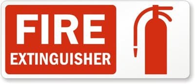 Fire Extinguisher (with graphic on right) Plastic Sign, 24" x 10"