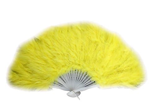 DELEY Nice Feather Dancing Performing Hand Folding Fan Party Fancy Dress Costume Yellow