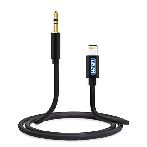 WERO 3.5mm Audio Cable for iPhone Lightning Port, 8 pin Connector to Male 3.5 mm AUX Adapter Cord for Car/Headphone/Home Stereo, Compatible with Apple iPhone Xs/X/ 8/7 Plus, iOS11.3-12, Black