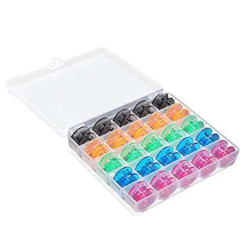 Alimao Special sales 25Pcs/Set Mass Empty Bobbins Sewing Machine Spools Colorful Plastic Case Storage Box