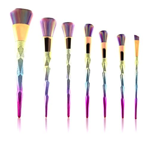 Makeup Brush Kit Cosmetics Set 3D Diamond Colorful Brushes Foundation Powder Cream Synthetic Bristles 7 Pcs with Cosmetics Bag