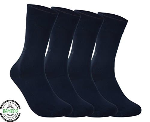 Silken Men Bamboo Socks - 4 Pair, Soft Touch, Seamless, Natural Bamboo Fiber