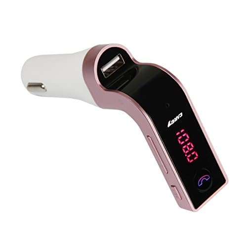 Bluetooth FM Transmitter,TEQStone Wireless in-car FM Adapter Car Kit with USB Car Charging for iPhone Samsung Android Smartphone(RoseGold)