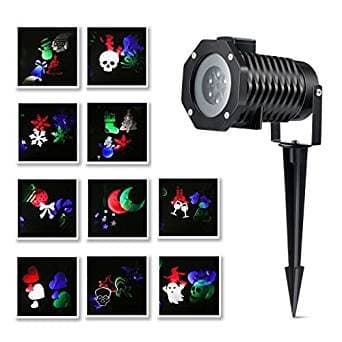 Christmas Projector Lights 10 Pattern Gobos Garden Lamp Lighting Waterproof Sparkling Landscape Projection Light for Decoration Lighting Outdoor/Indoor on Christmas Halloween Holiday Party