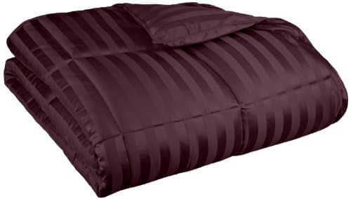 Oversized All-Season Luxurious Wide Stripes Down Alternative Comforter, Full/Queen, Plum