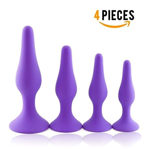 HSAMER 4 Pcs 4 Size Waterproof Silicone A-nal B-UTT P-Lug,Temptation Comfortable Smooth A-n-a-l Trainer Toys Beginner Set for Man Women H57