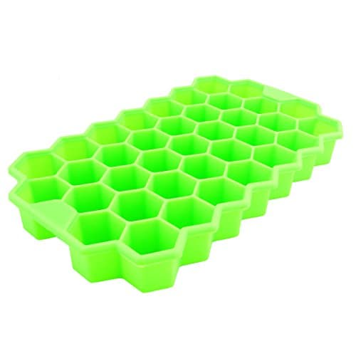 Ice Cube Trays - Premium Quality Soft Silicone Ice Tray Mold 37 Small Cubes Perfect for Tumbler Cups and Vacuum Bottles (Green)