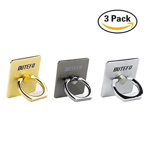 BUTEFO (3 Packs) Smart Ring Stand Holder - Mobile Phone Ring Stent - Anti-theft Clasp - Anti-drop - 360 Degree Rotating Complete Metal Material for any Smart Devices (All Metal - Gold+Silver+Gray)