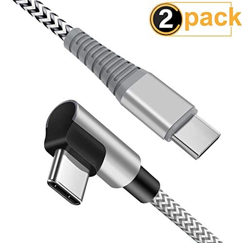 USB C Fast Charging Cable, CTREEY (2 Pack 10FT) USB C Cable 90 Degree Right Angle Type C Charger Cord Compatible Samsung Galaxy S10 S9 S8 Plus Note 9 8 Moto LG(Gray) (Gray)
