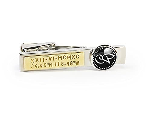 Prsonalized initial tie clip wedding gift with wooden gift box