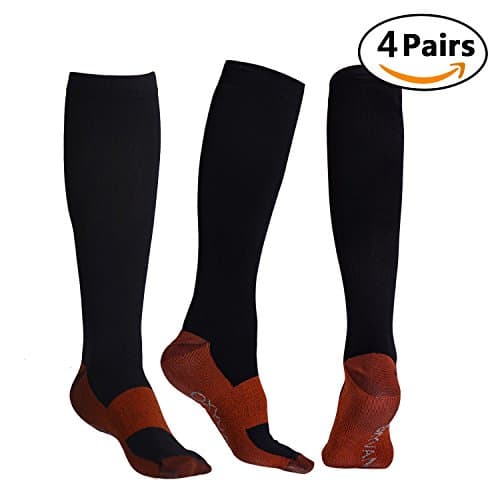 OXYVAN Black Compression Socks 20-30 mmHg for Men Women Athletic Running Hiking Nurses