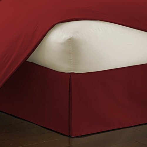 The OuTNet Hotel Collection Bedding 500-Thread-Count 100% Egyptian Cotton King Damask Solid 1pc Bed Skirt With 15" Drop Length, Burgundy