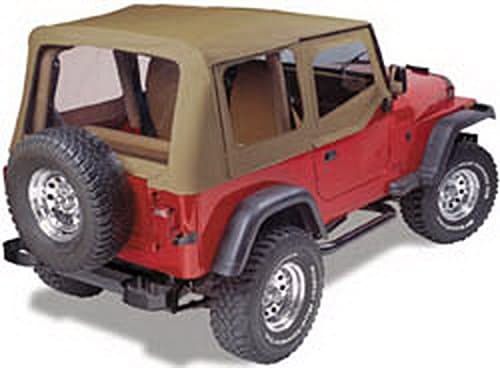 Pavement Ends by Bestop 51131-33 Dark Tan Replay Replacement Soft Top Clear Windows-With upper Door Skins-No frame hardware included- 1997-2002 Jeep Wrangler