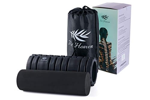Fit Heaven 2-in-1 Foam Roller w/Textured Grid for Sciatica, Physical Therapy, Trigger Point, Deep Tissue Massage, Myofascial Release. Instantly Flush Out Cellulite &amp; Sculpt Your Body Sexy (Black)