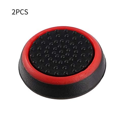 Petterson 2pcs Silicone Anti-slip Striped Gamepad Keycap Controller Thumb Grips Protective Cover for PS3/4 for X box One/360(black & red)