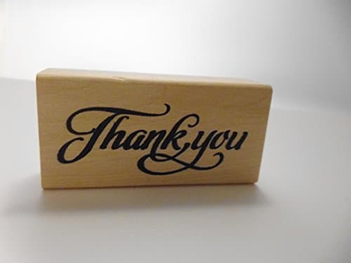 Thank You Stamp Wood Mounted Block Rubber Script by The Supply Haven