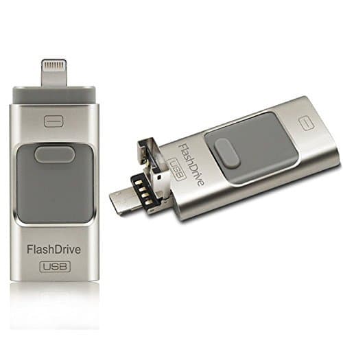 morePower2you 64GB 3.0 USB i-Flash Drive U Disk Memory Stick Storage Adapter USB Flash Drive For iPhone OTG Phone Android Computers 3 IN 1 (Silver Gray Grey-64G)
