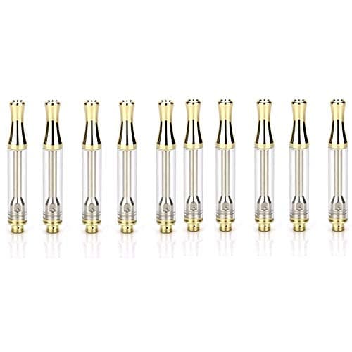 10 Pack 0.5ml/1ml Ceramic Wickless Cartridge O-i-l and D-i-s-t-i-l-l-a-t-e 1003 Acessaries For C-C-E-L-L (1ml, Gold)