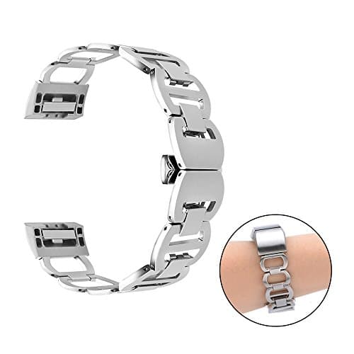 CUZOW Fitbit Charge 2 Stainless Steel Flexible Adjustable Replacement Watch Band
