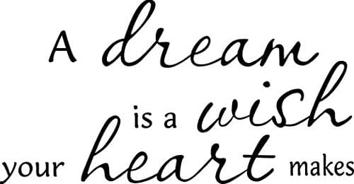 A Dream Is A Wish Your Heart Makes Wall Decal Sticker Home Decor 23" x 12"