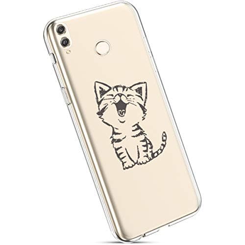 Ysimee Compatible with Cases Huawei Nova 3i,Silicone Clear Rubber Soft Ultra thin Gel Shockproof Transparent TPU Bumper Protective Back Covers -Happi Cat